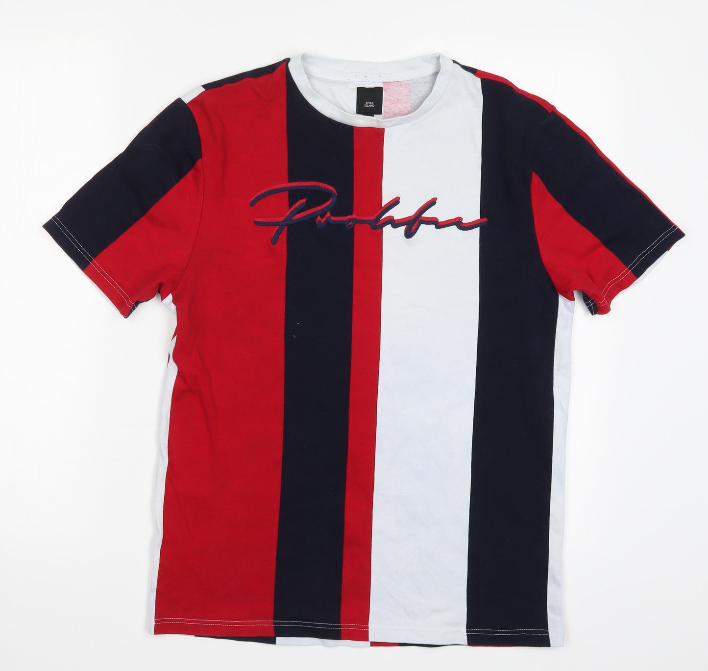 River Island Mens Red Striped   T-Shirt Size S