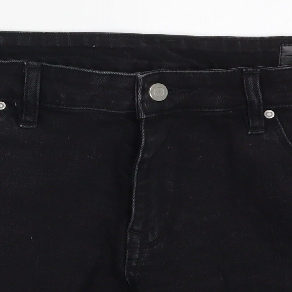 ASOS Womens Black  Denim Biker Shorts Size 30