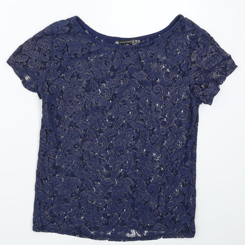 Atmosphere Womens Blue  Lace Basic T-Shirt Size 6