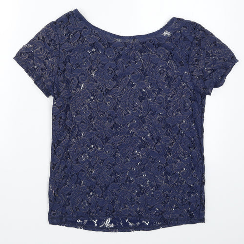 Atmosphere Womens Blue  Lace Basic T-Shirt Size 6