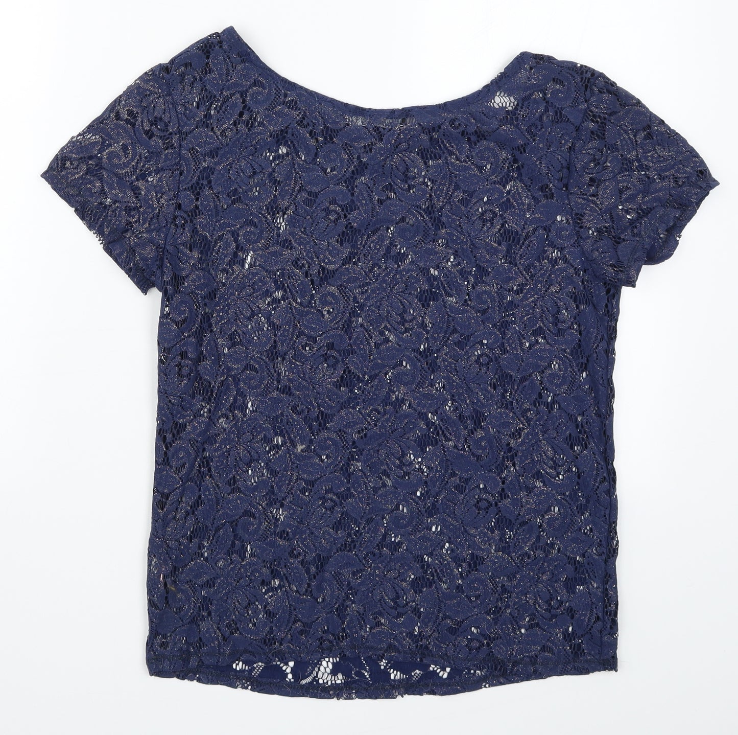 Atmosphere Womens Blue  Lace Basic T-Shirt Size 6