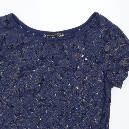 Atmosphere Womens Blue  Lace Basic T-Shirt Size 6