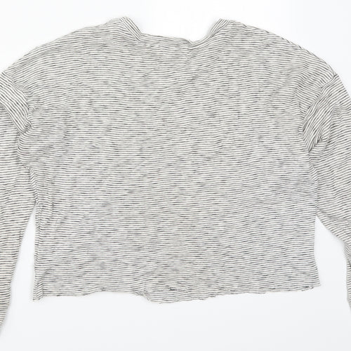 Topshop Womens Grey Striped  Basic T-Shirt Size 6  - No Love Lost
