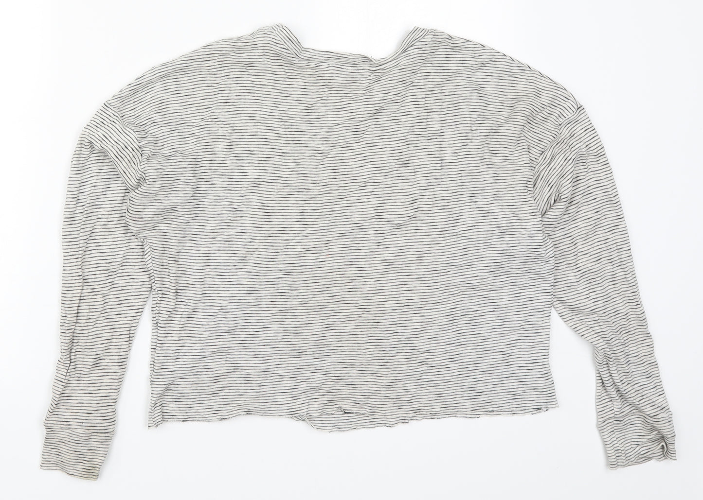 Topshop Womens Grey Striped  Basic T-Shirt Size 6  - No Love Lost
