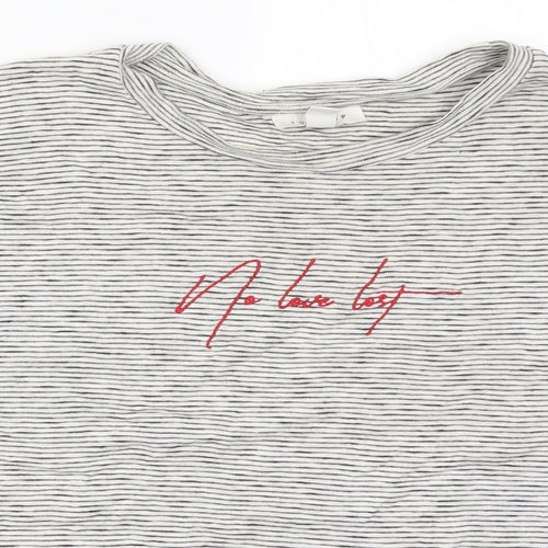 Topshop Womens Grey Striped  Basic T-Shirt Size 6  - No Love Lost