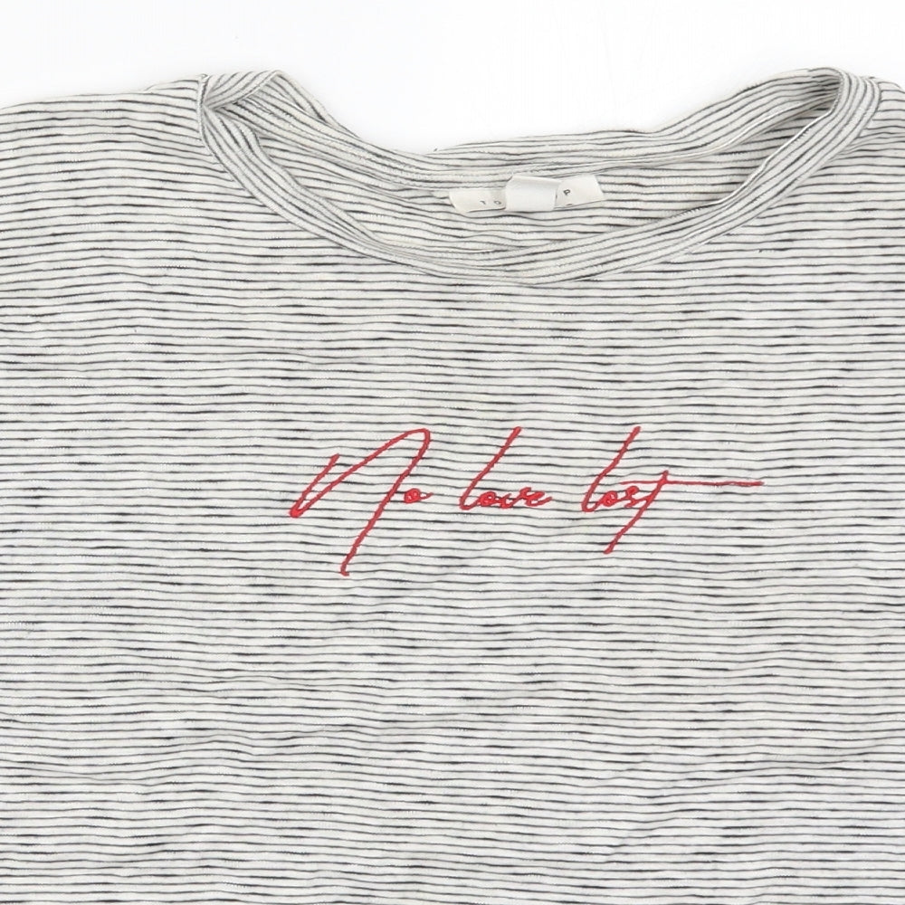 Topshop Womens Grey Striped  Basic T-Shirt Size 6  - No Love Lost
