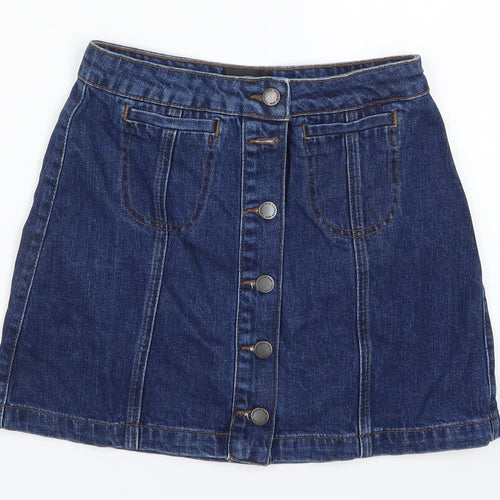 Topshop Womens Blue  Denim A-Line Skirt Size 8