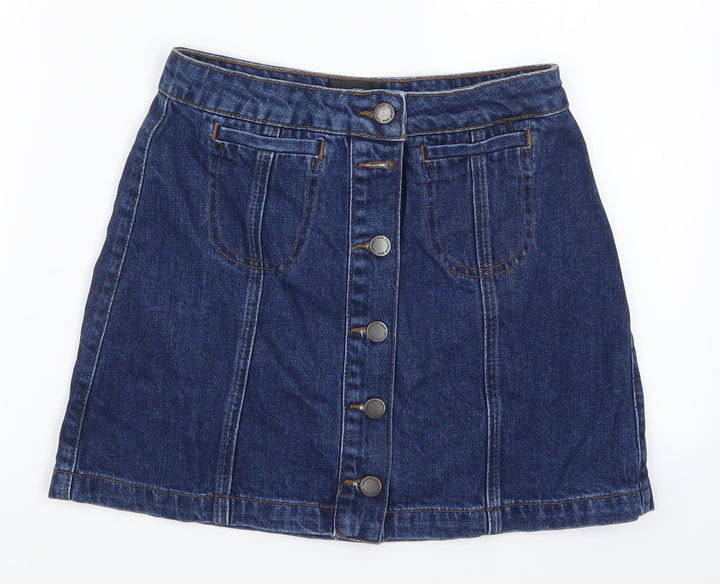 Topshop Womens Blue  Denim A-Line Skirt Size 8