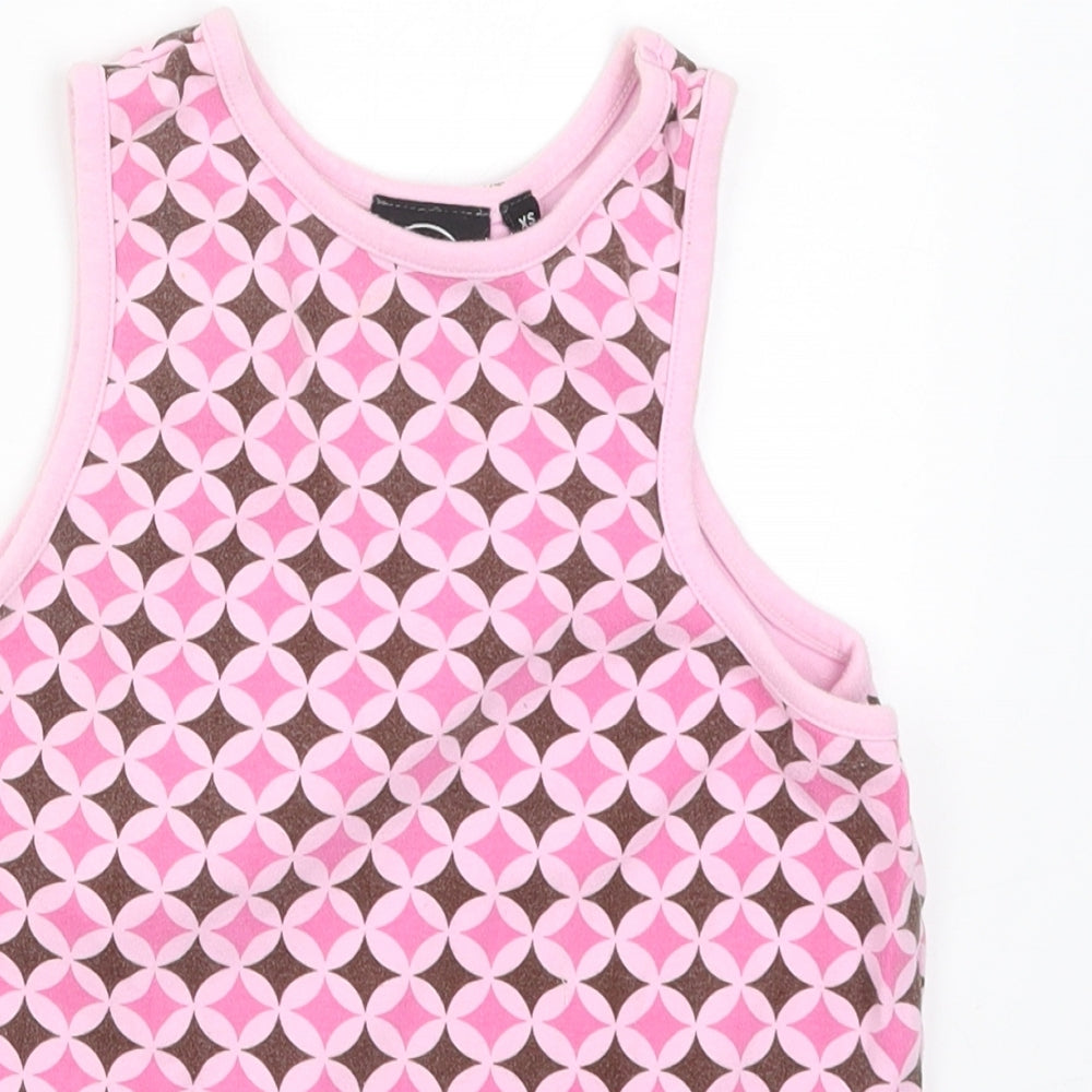 Pash Womens Pink Geometric  Basic Tank Size XS