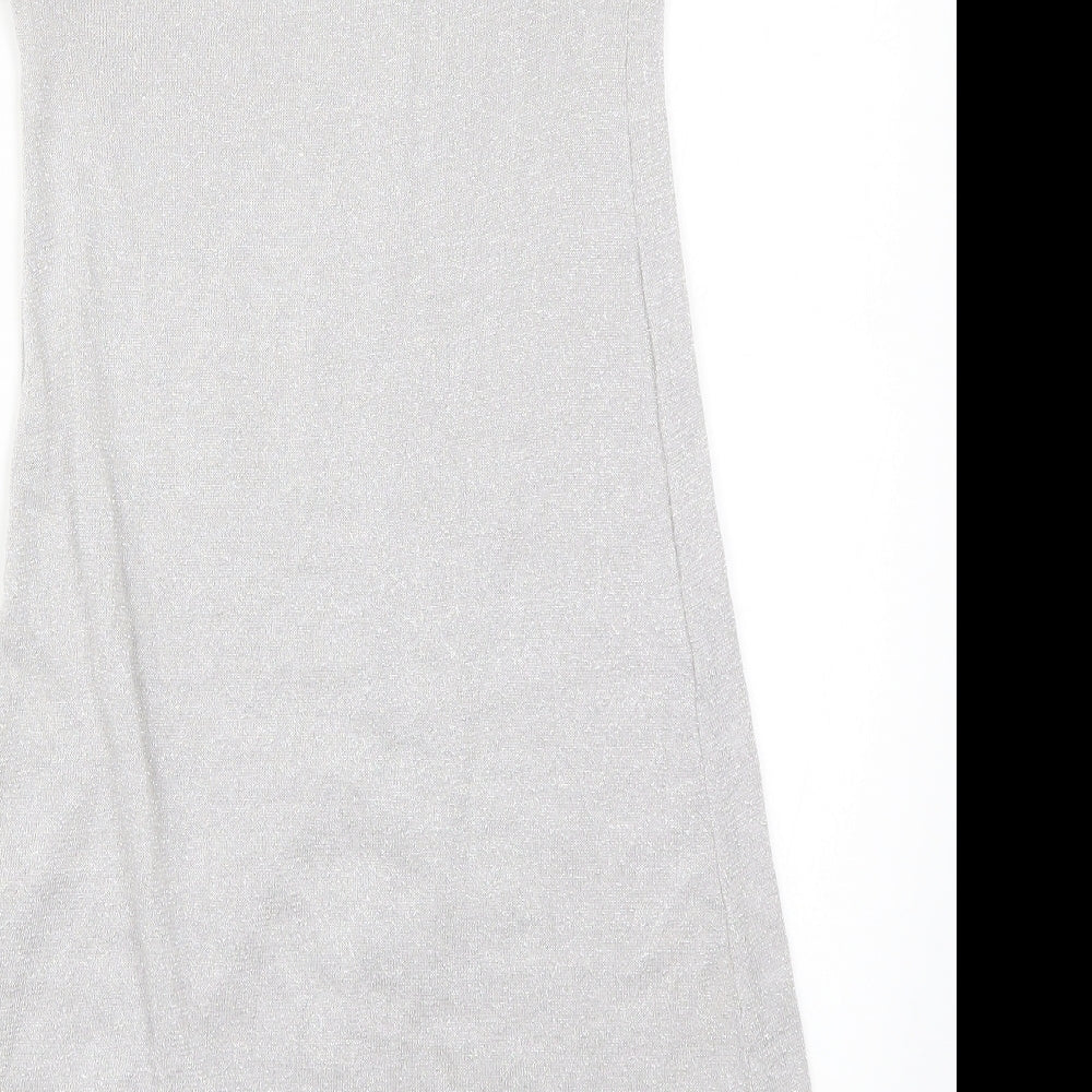 New Look Womens Silver  Knit A-Line  Size 8