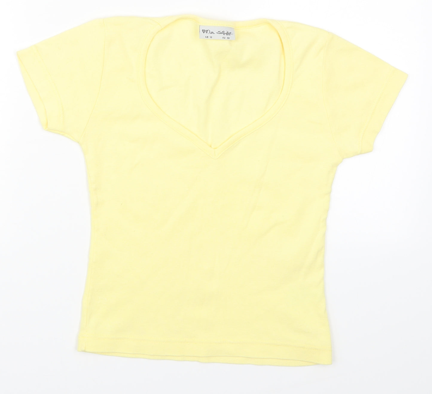 Miss Selfridge Womens Yellow   Basic T-Shirt Size 10