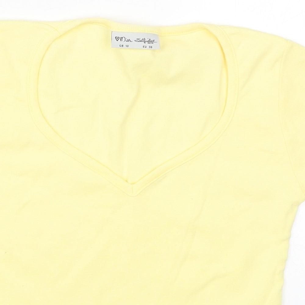 Miss Selfridge Womens Yellow   Basic T-Shirt Size 10
