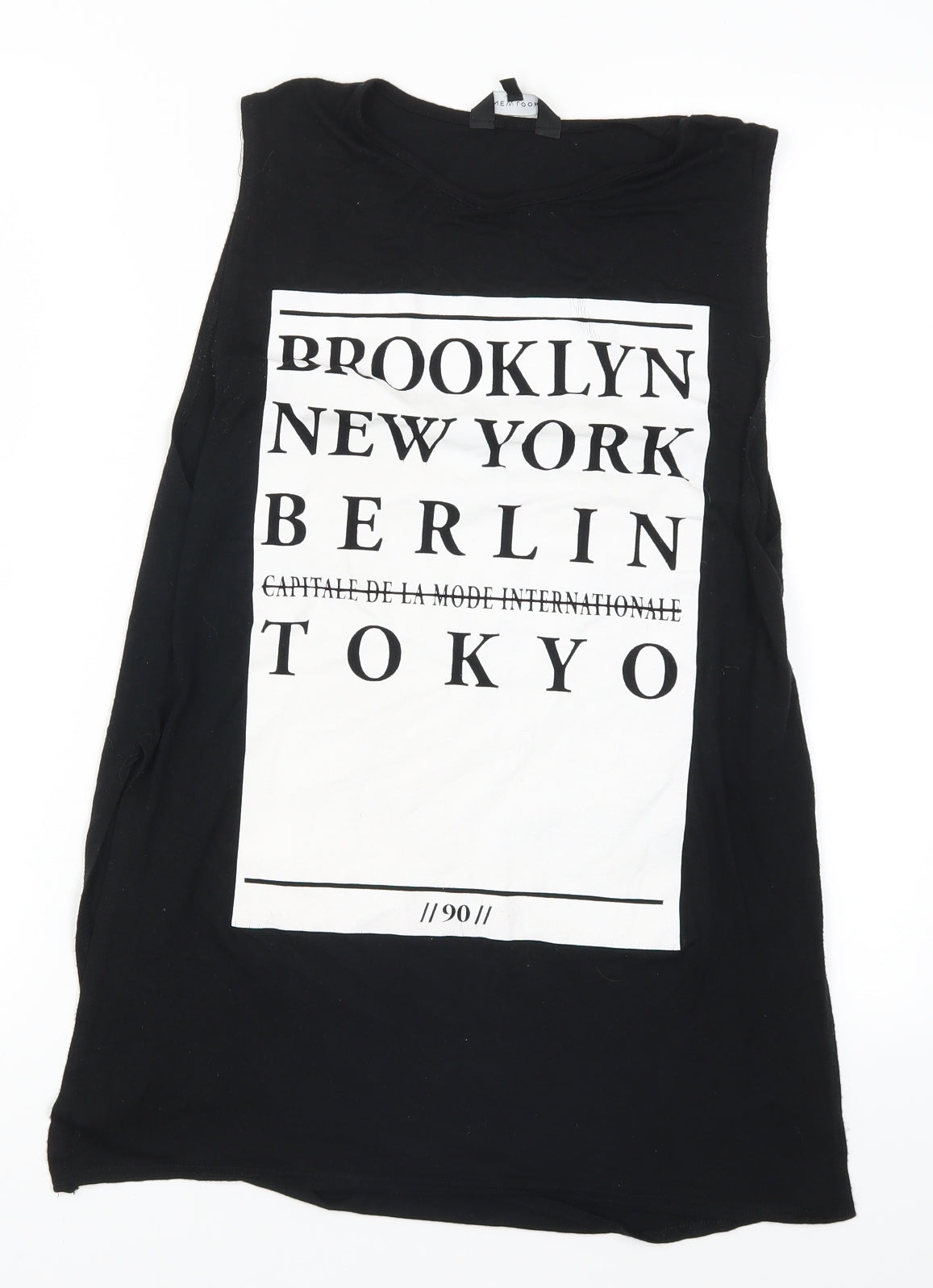 New Look Womens Black   Basic T-Shirt Size 8  - Brooklyn New York Berlin Tokyo