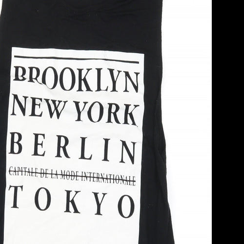 New Look Womens Black   Basic T-Shirt Size 8  - Brooklyn New York Berlin Tokyo