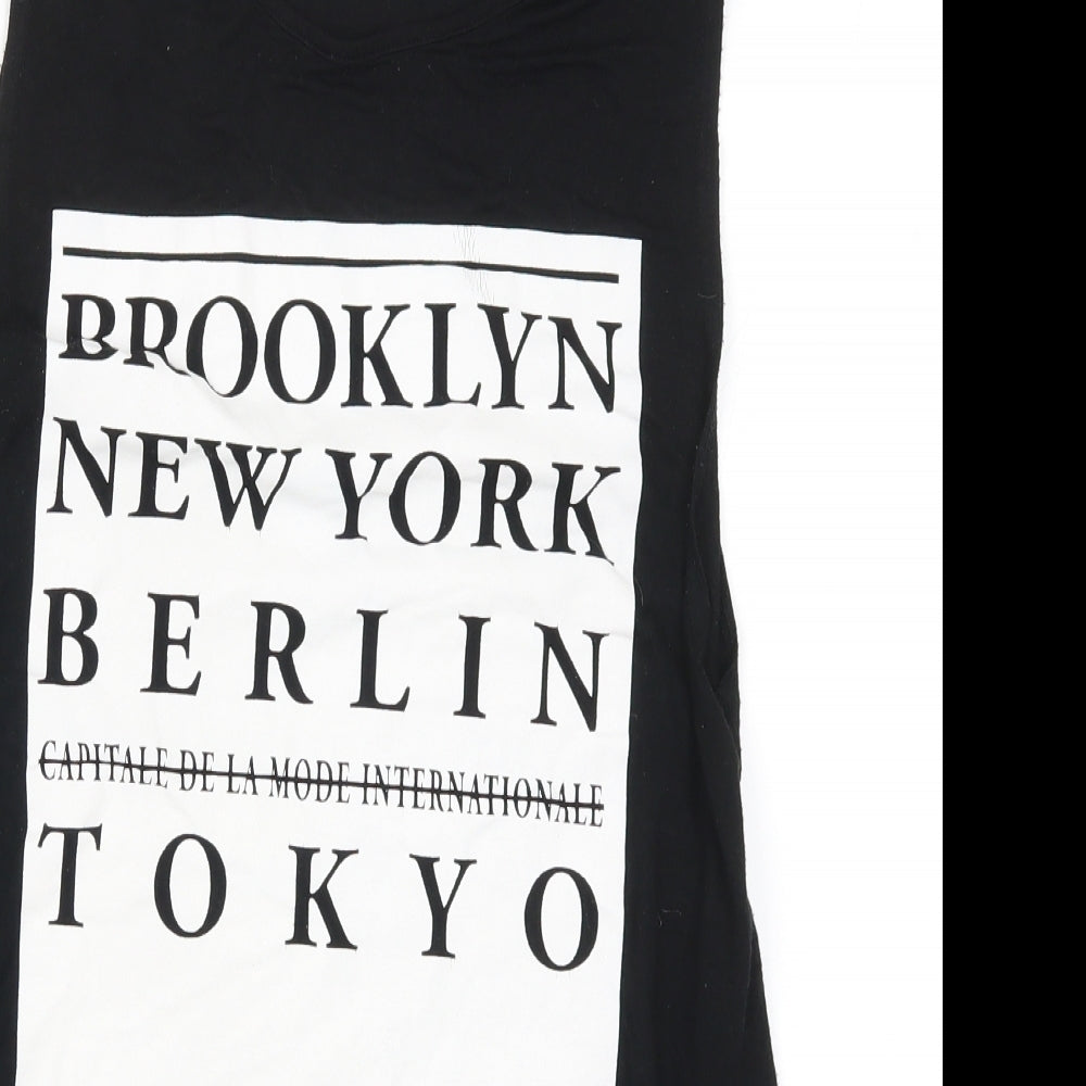 New Look Womens Black   Basic T-Shirt Size 8  - Brooklyn New York Berlin Tokyo