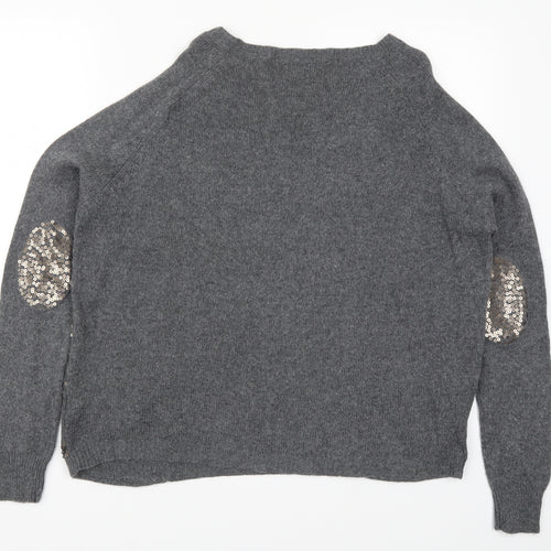 NEXT Womens Grey Striped Knit Pullover Jumper Size 8