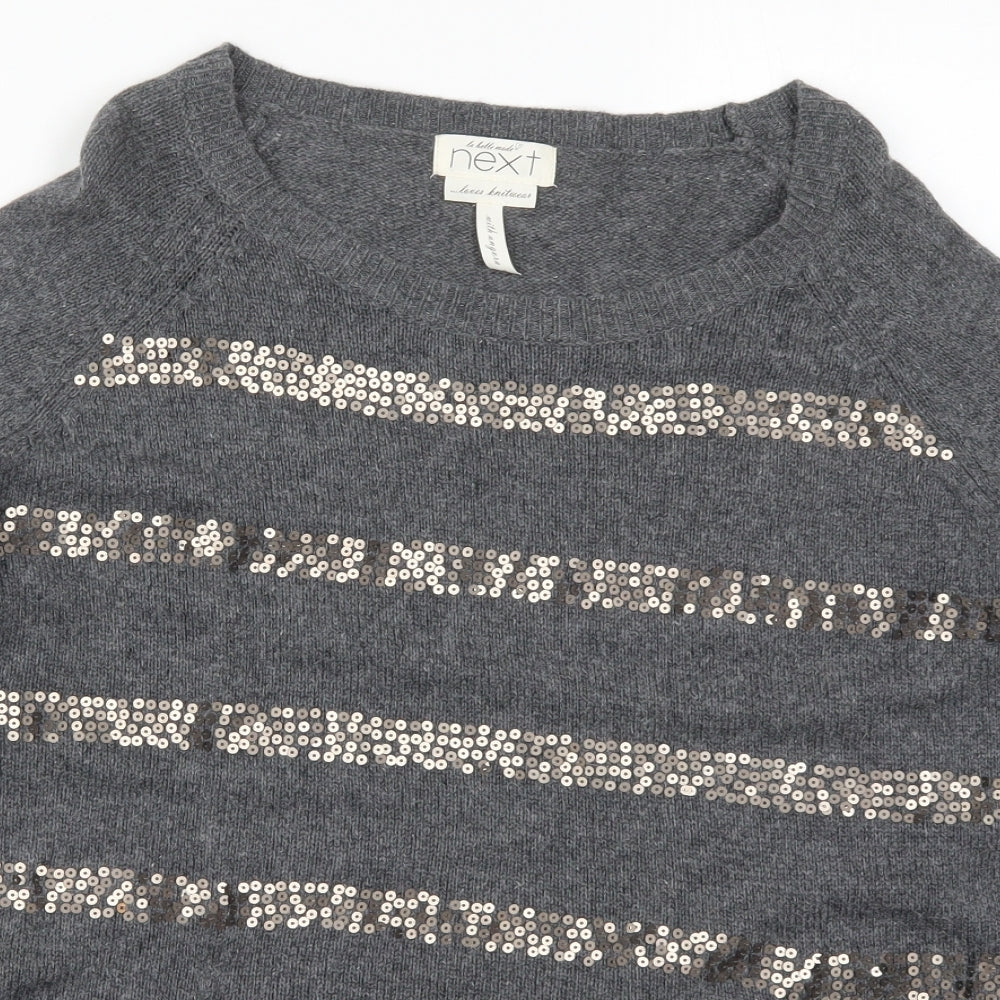 NEXT Womens Grey Striped Knit Pullover Jumper Size 8