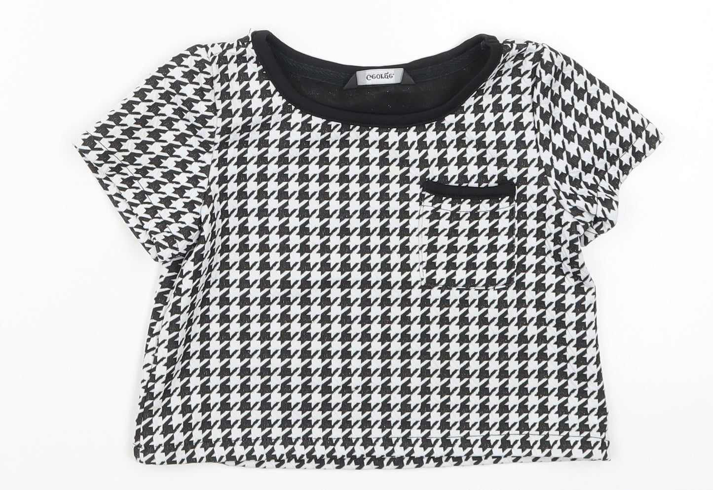 George Girls Black Houndstooth  Basic T-Shirt Size 4-5 Years  - Black and White