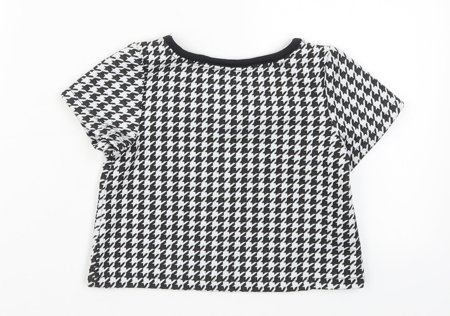 George Girls Black Houndstooth  Basic T-Shirt Size 4-5 Years  - Black and White