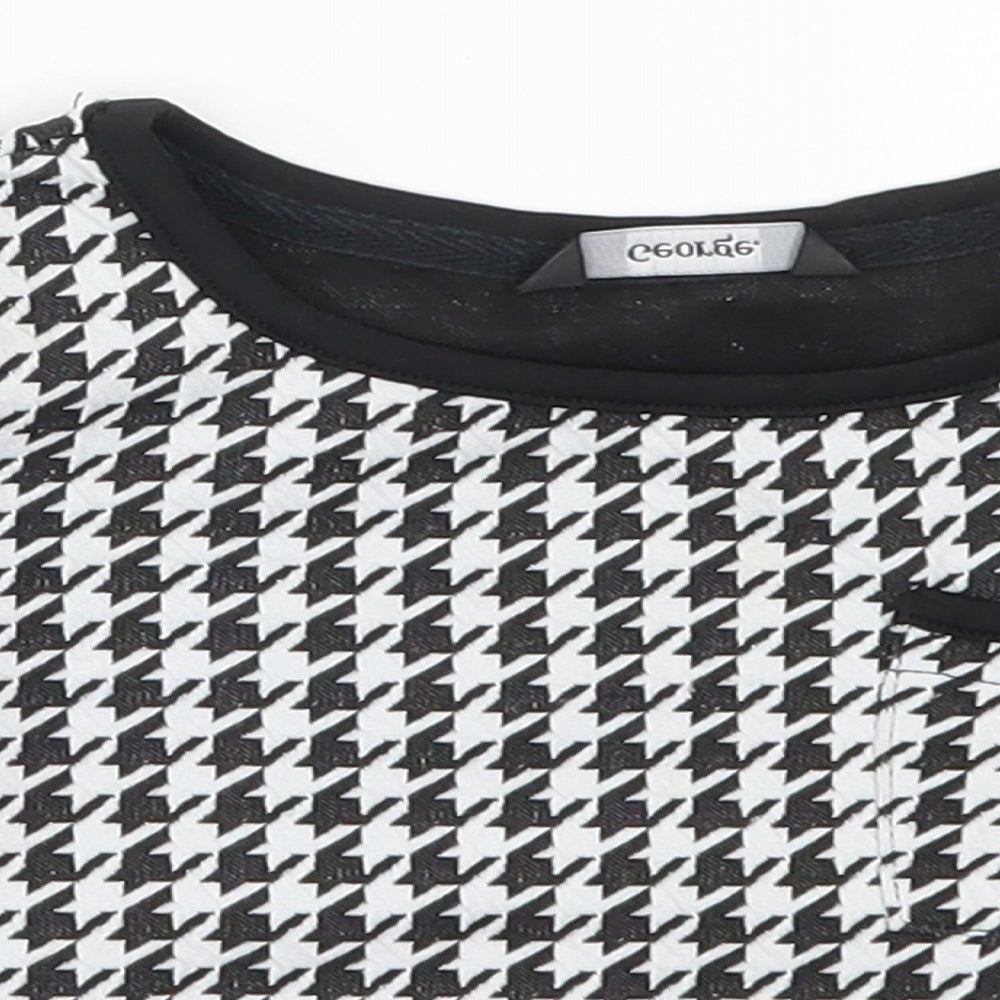 George Girls Black Houndstooth  Basic T-Shirt Size 4-5 Years  - Black and White