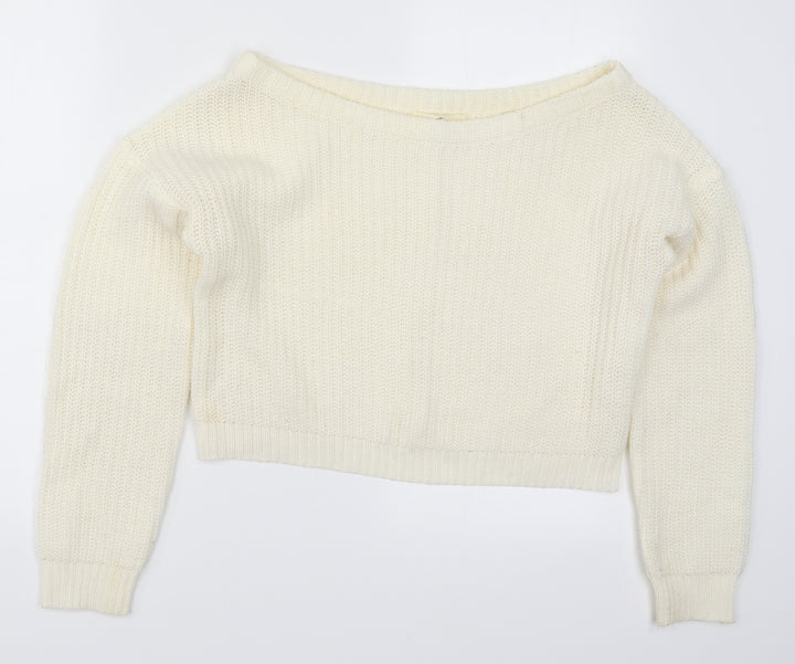 Missguided Womens Ivory Knit Pullover Jumper Size S - Cream Colour