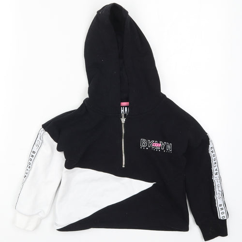 H&M Girls Black Colourblock  Pullover Hoodie Size 4-5 Years  - Brooklyn New York