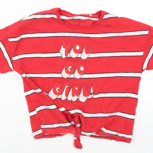 NEXT Girls Red Striped  Basic T-Shirt Size 6 Years  - You Go Girl