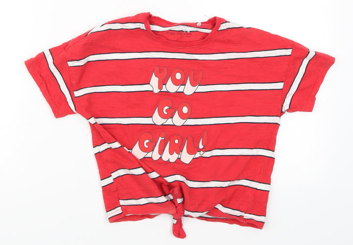 NEXT Girls Red Striped Basic T-Shirt Size 6 Years - You Go Girl