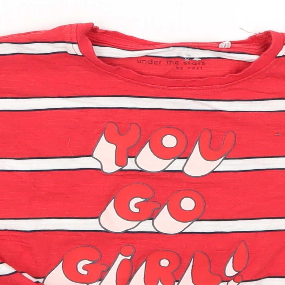 NEXT Girls Red Striped  Basic T-Shirt Size 6 Years  - You Go Girl