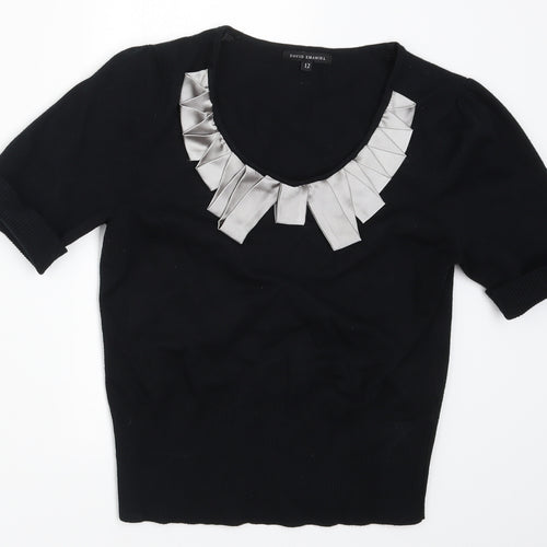 David Emanuel Womens Black  Knit Pullover Jumper Size 12