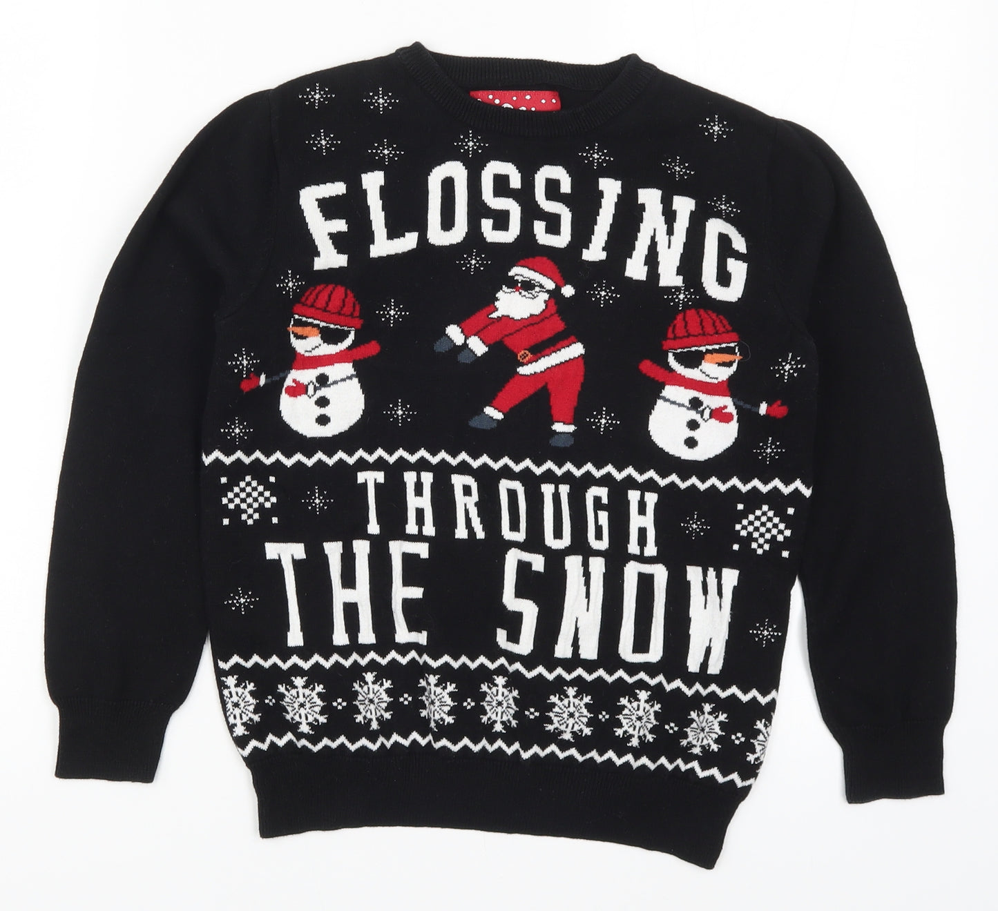 Primark Boys Black  Knit Pullover Jumper Size 10-11 Years  - Flossing Through the Snow
