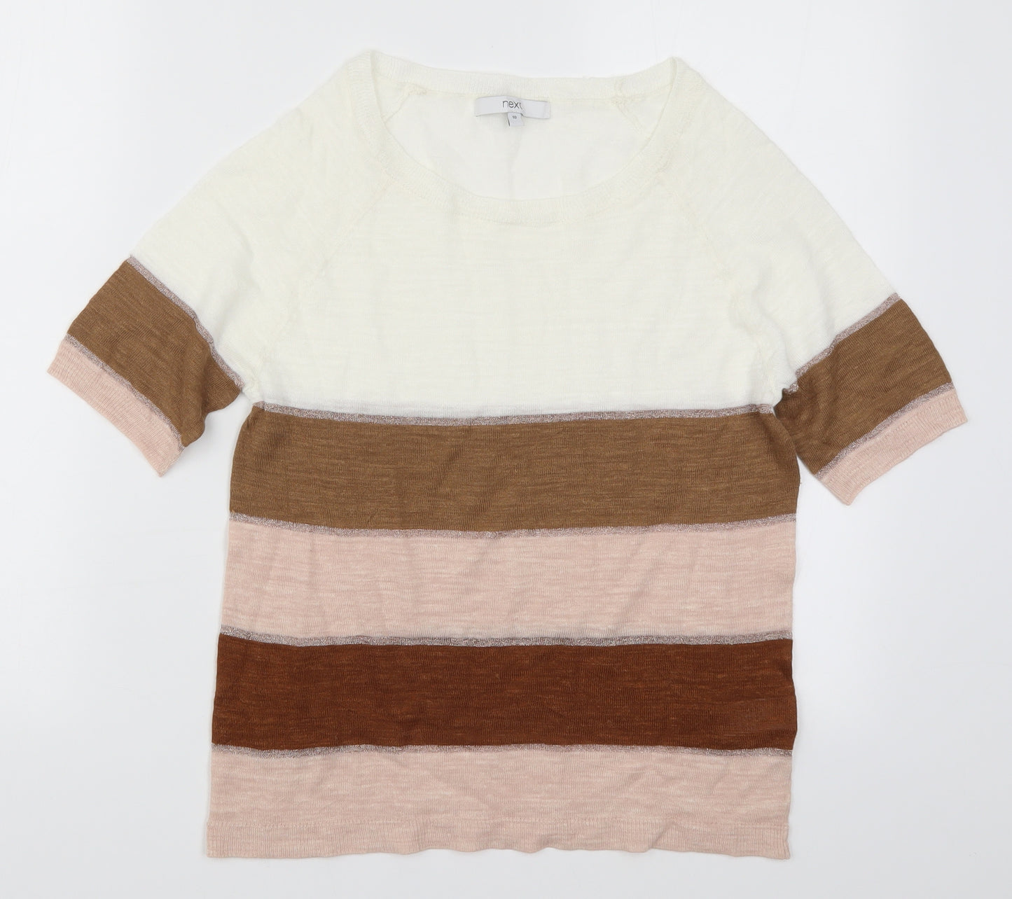 NEXT Womens Pink Striped  Basic T-Shirt Size 10
