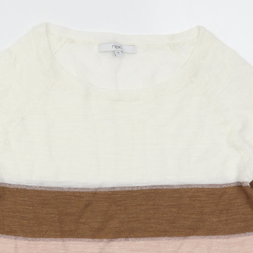 NEXT Womens Pink Striped  Basic T-Shirt Size 10