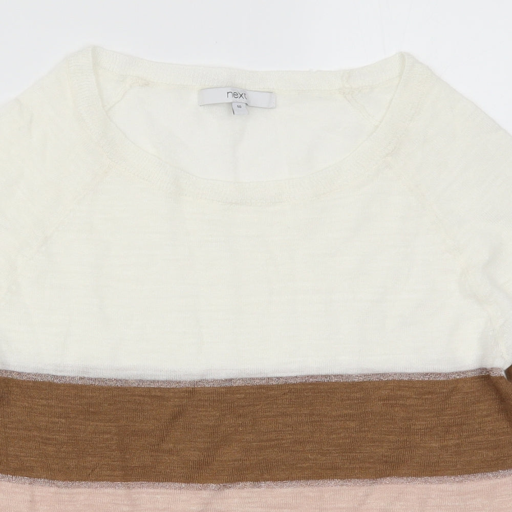 NEXT Womens Pink Striped  Basic T-Shirt Size 10