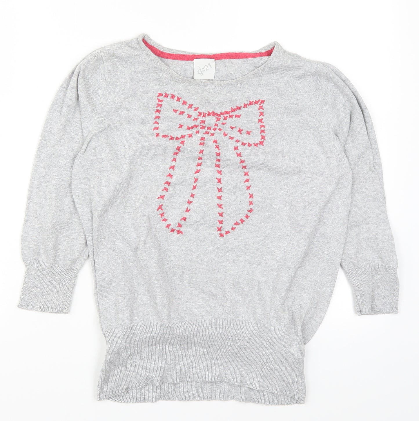 George Womens Grey  Knit Pullover Jumper Size 14  - Bow
