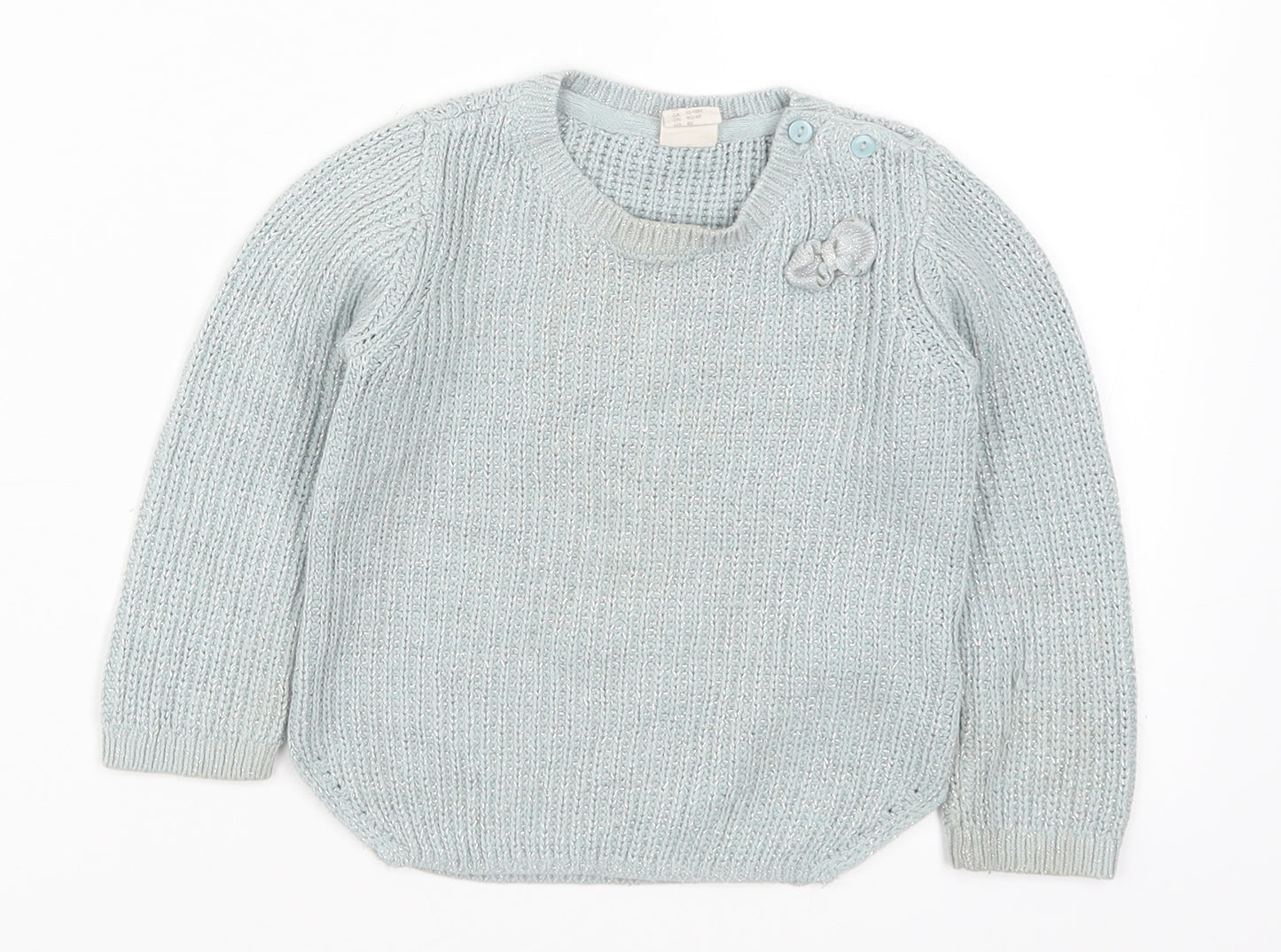 F&F Girls Blue  Knit Pullover Jumper Size 12-18 Months