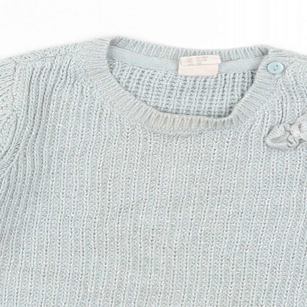 F&F Girls Blue  Knit Pullover Jumper Size 12-18 Months