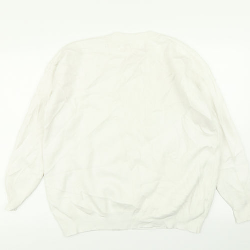 Moewy Womens White  Knit Pullover Jumper One Size