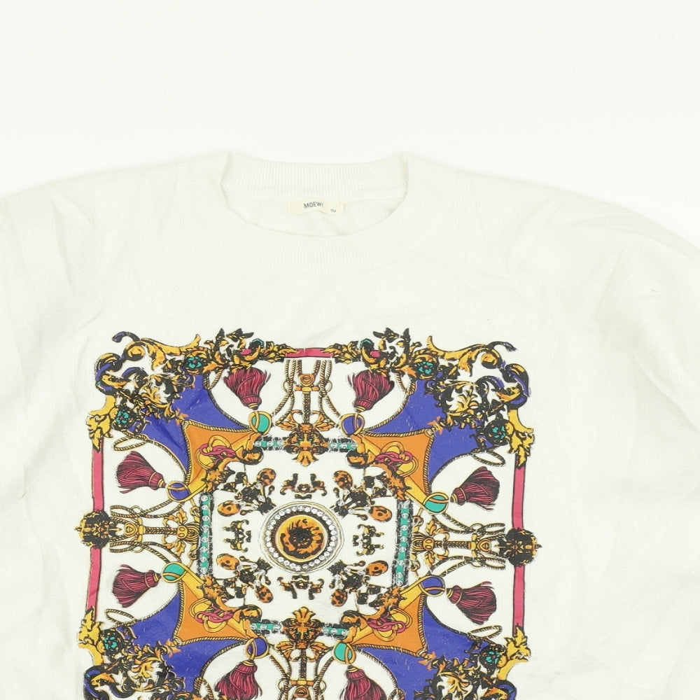 Moewy Womens White  Knit Pullover Jumper One Size