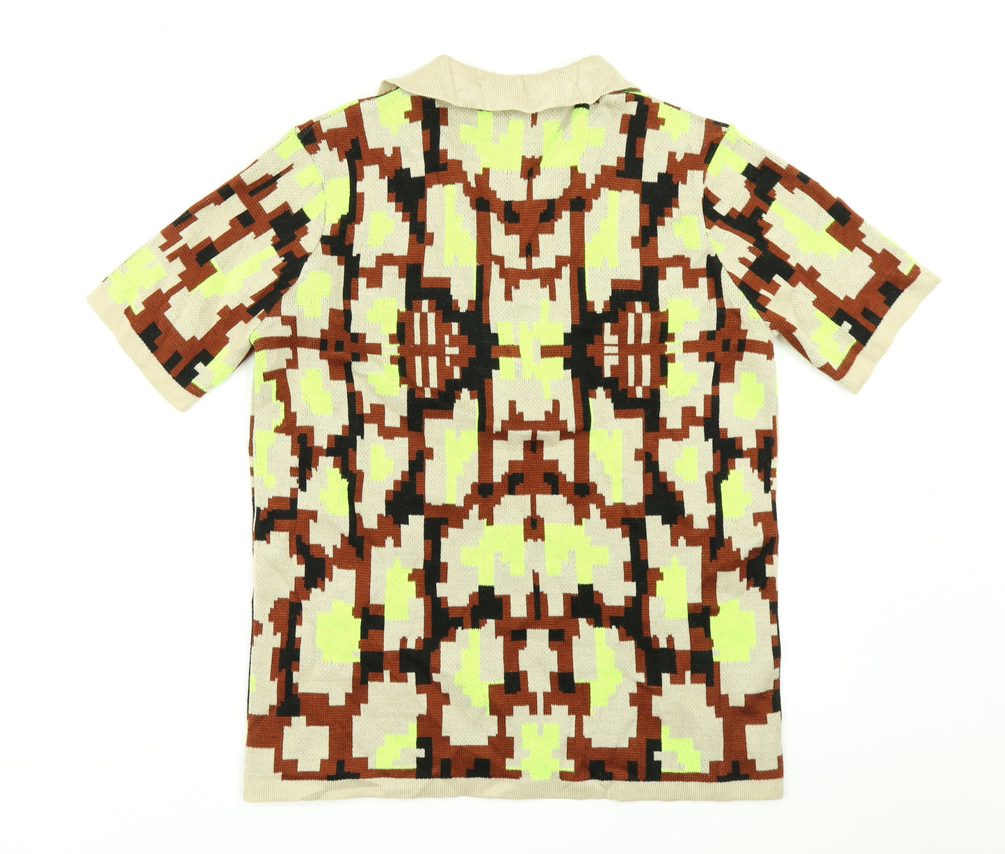 ASOS Mens Brown Geometric Knit  Polo Size M
