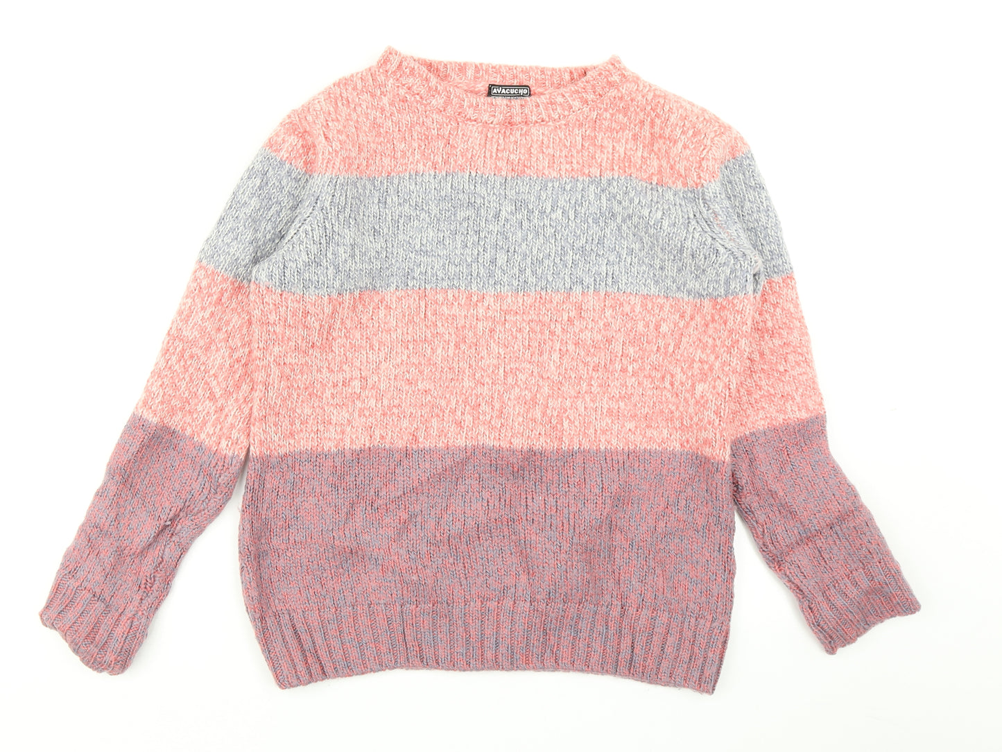 Ayacucho Womens Pink Striped Knit Pullover Jumper Size XL