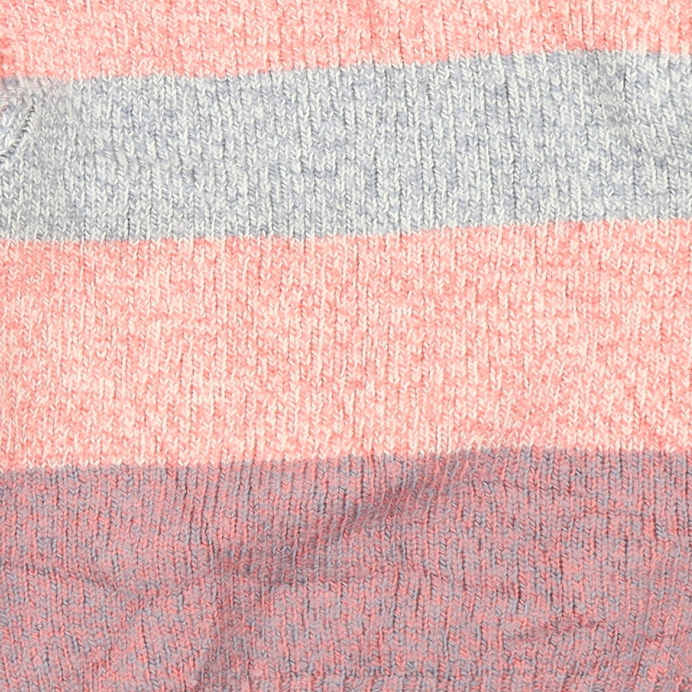 Ayacucho Womens Pink Striped Knit Pullover Jumper Size XL