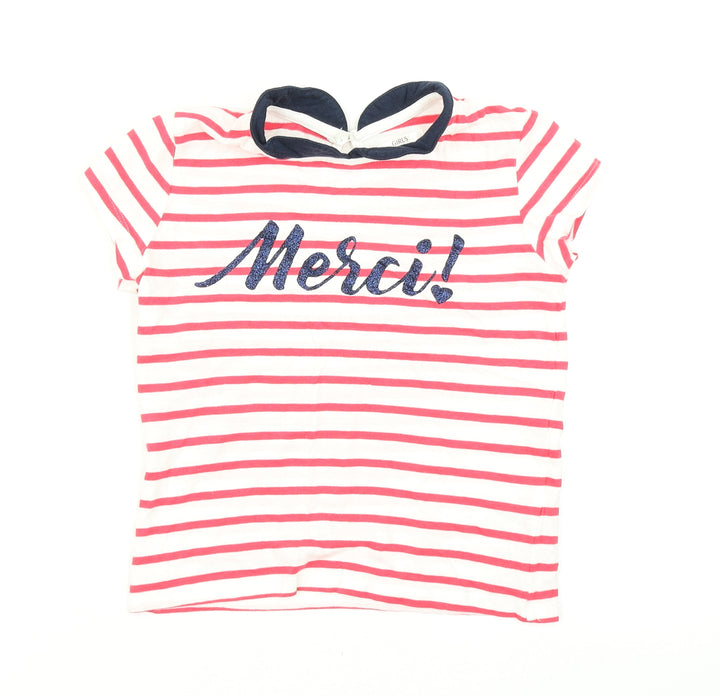 Girls Girls Red Striped  Basic T-Shirt Size 7 Years