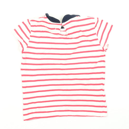 Girls Girls Red Striped  Basic T-Shirt Size 7 Years