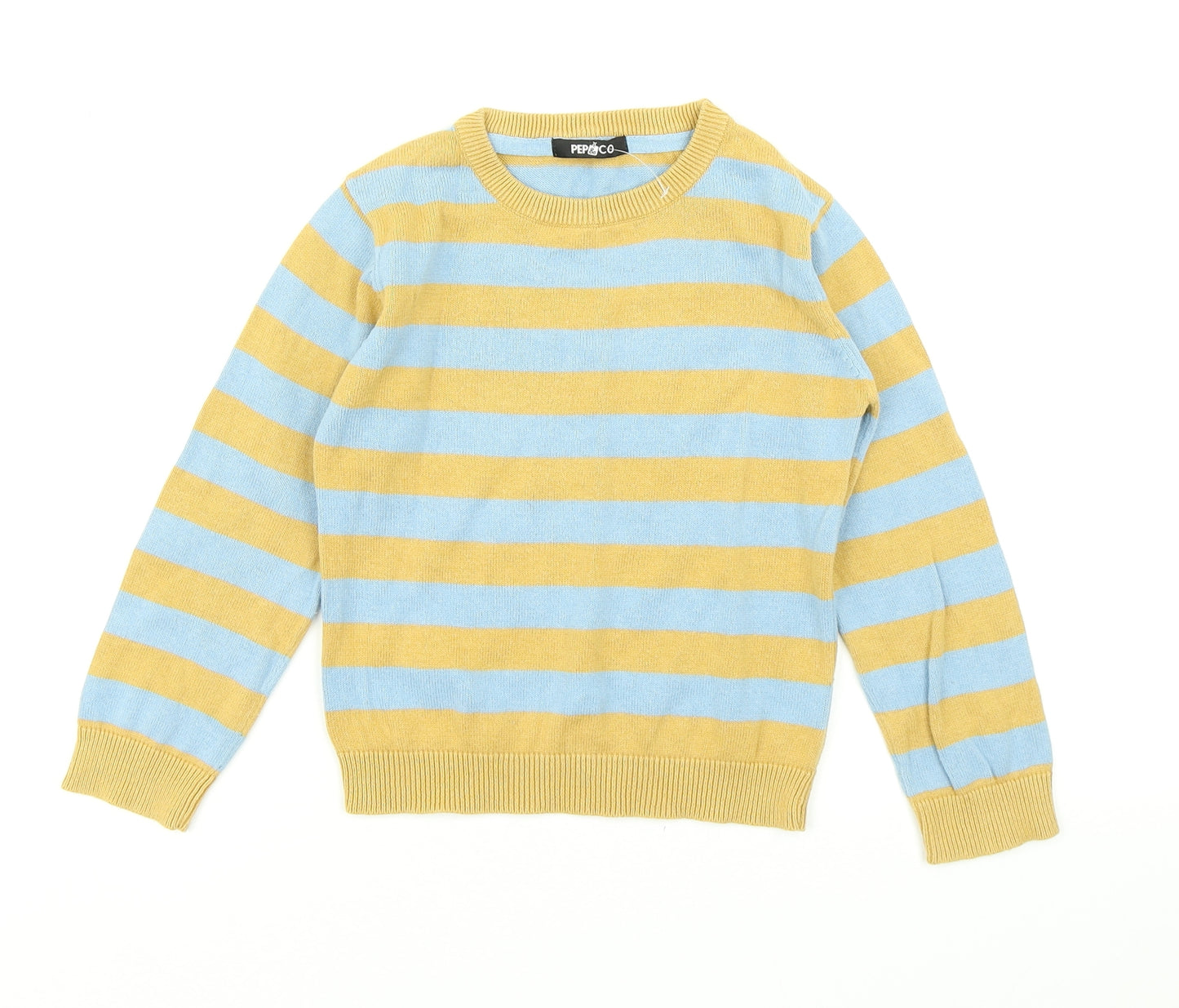 Pep & Co Boys Yellow Striped Knit Pullover Jumper Size 2-3 Years