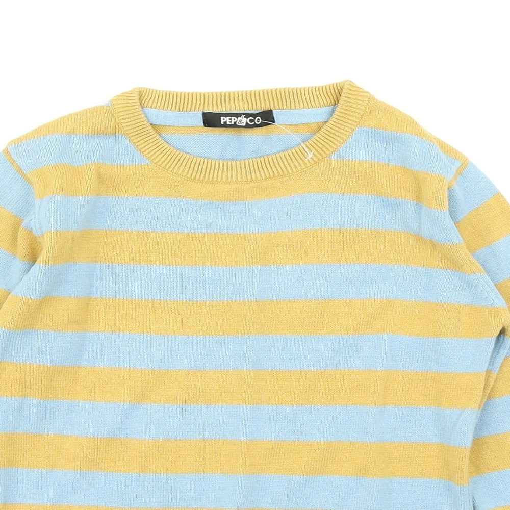 Pep & Co Boys Yellow Striped Knit Pullover Jumper Size 2-3 Years