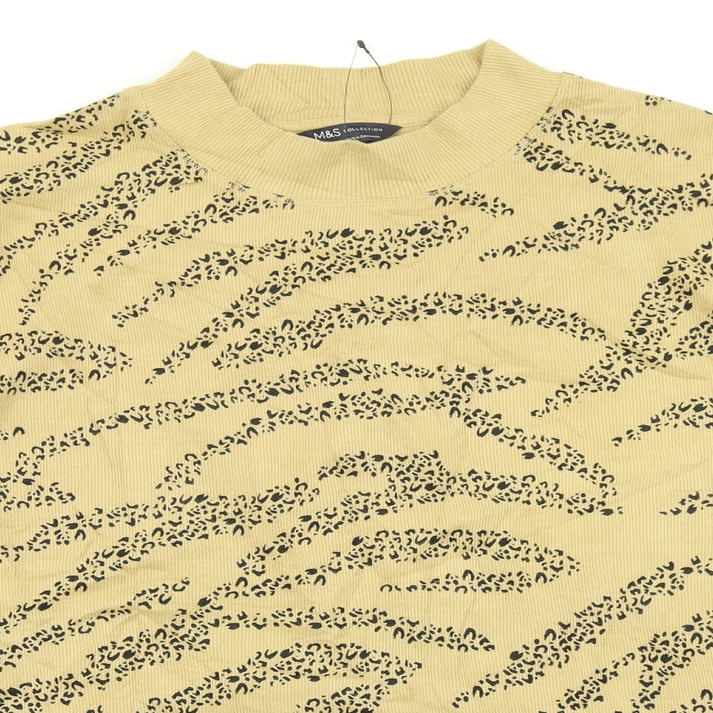 M&S Collection Womens Brown Animal Print Knit Pullover Jumper Size 24