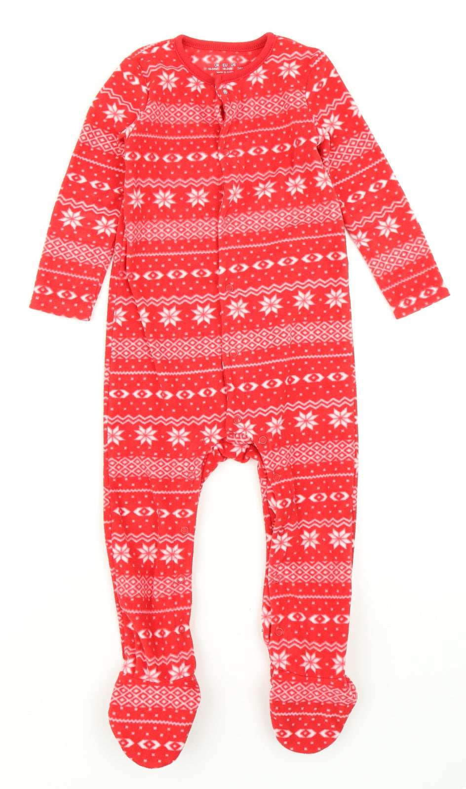 F&F Baby Red Fair Isle  Capri One Piece Size 18-24 Months