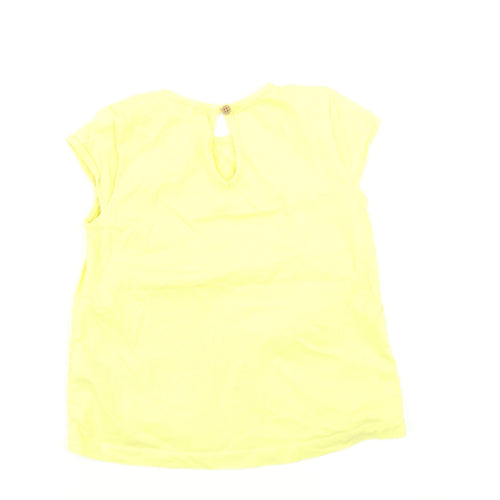 M&S Girls Yellow Floral  Basic T-Shirt Size 2-3 Years