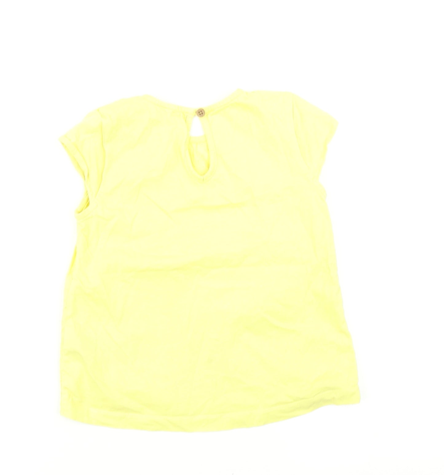 M&S Girls Yellow Floral  Basic T-Shirt Size 2-3 Years